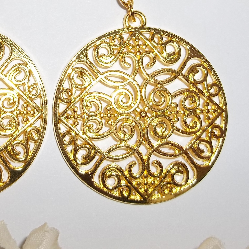 Gold Statement Earrings, Gold Earring, Statement Earrings, Gold Earring Set 7467 - Picture 7 of 10